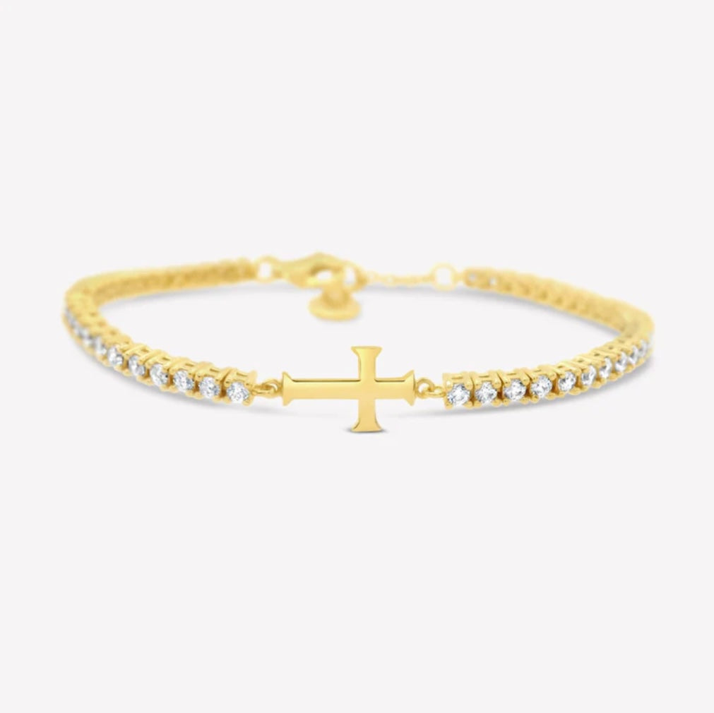 LUMINOUS CROSS TENNIS BRACELET