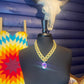 Fashion Link Necklace W/Pendant Black & Taupe