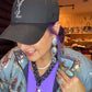 Fashion Link Necklace W/Pendant Black & Taupe