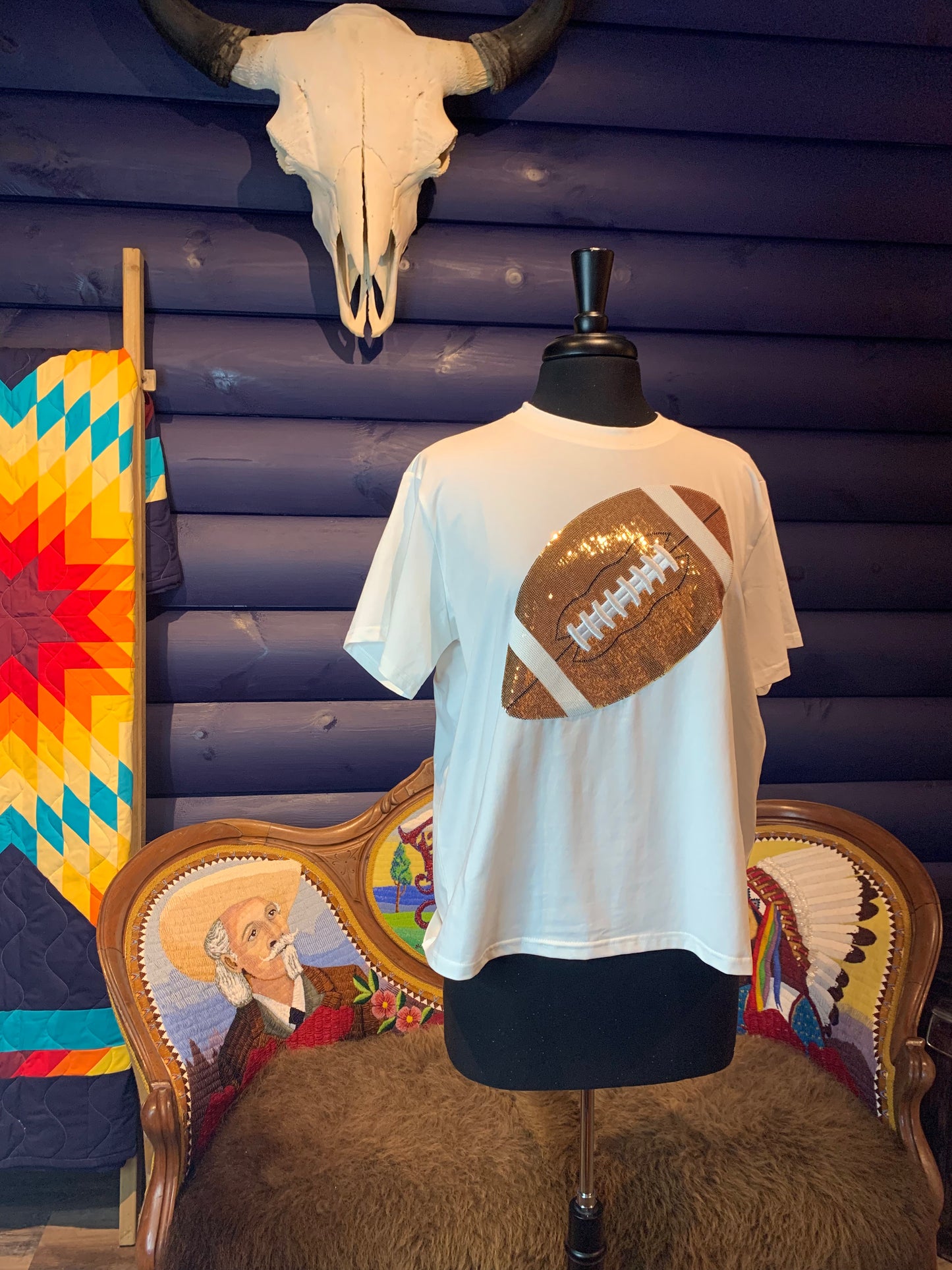 Gold Football Tee