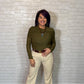 Noemie Power Mesh Double Layer Draped Long Sleeve Top