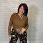 Noemie Power Mesh Double Layer Draped Long Sleeve Top