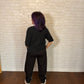 Mixed Jogger Barrel Pants (Black)