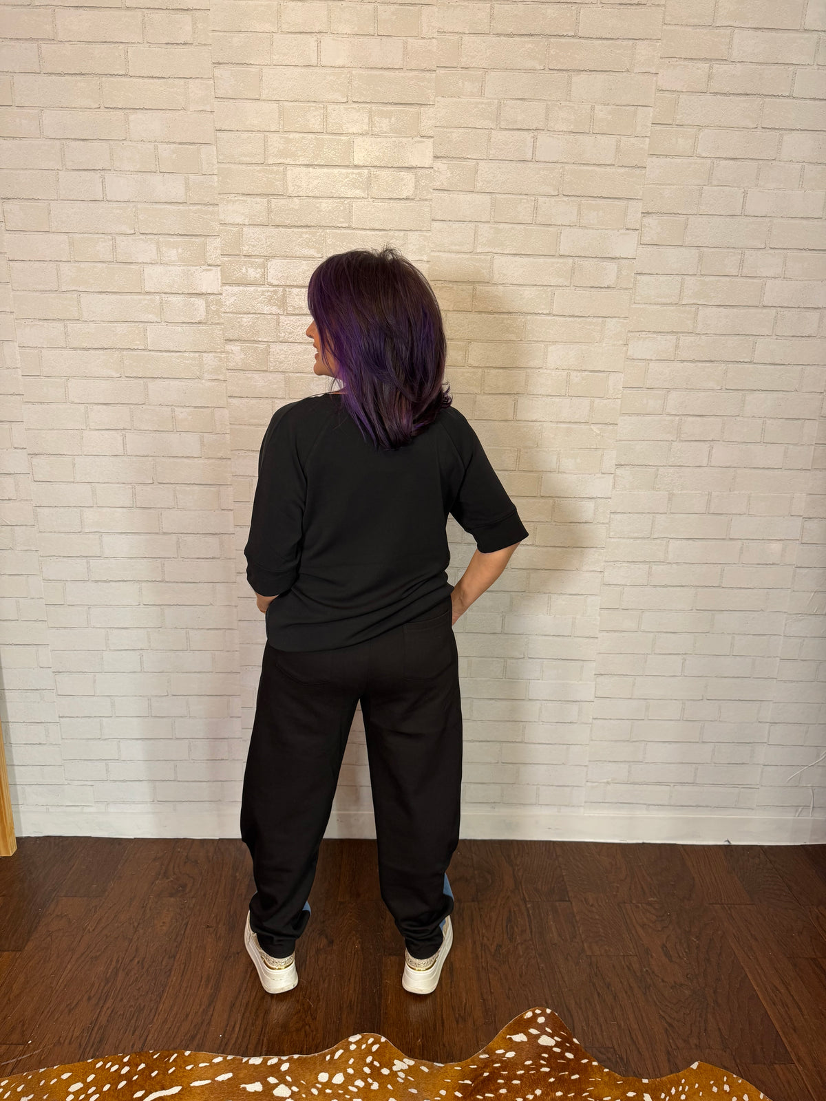 Mixed Jogger Barrel Pants (Black)