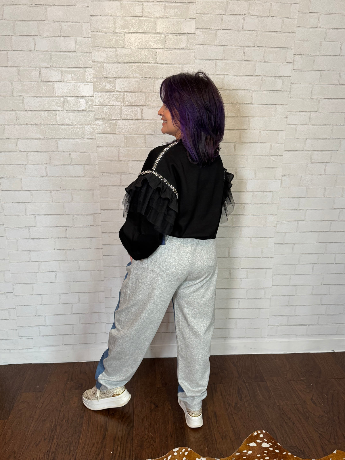 Mixed Jogger Barrel Pants (Heather Grey)