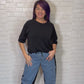 Mixed Jogger Barrel Pants (Black)