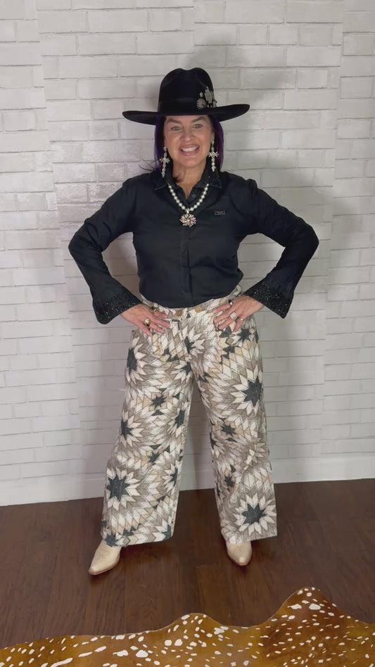 Geometric Star Wide Leg Pants