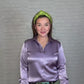 Lilac Soft Satin Pullover Button Up