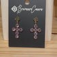 Lavender Crystal Cross Earrings