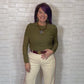 Noemie Power Mesh Double Layer Draped Long Sleeve Top