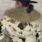 Faux Fur Shawl Collar Cow Pattern Coat