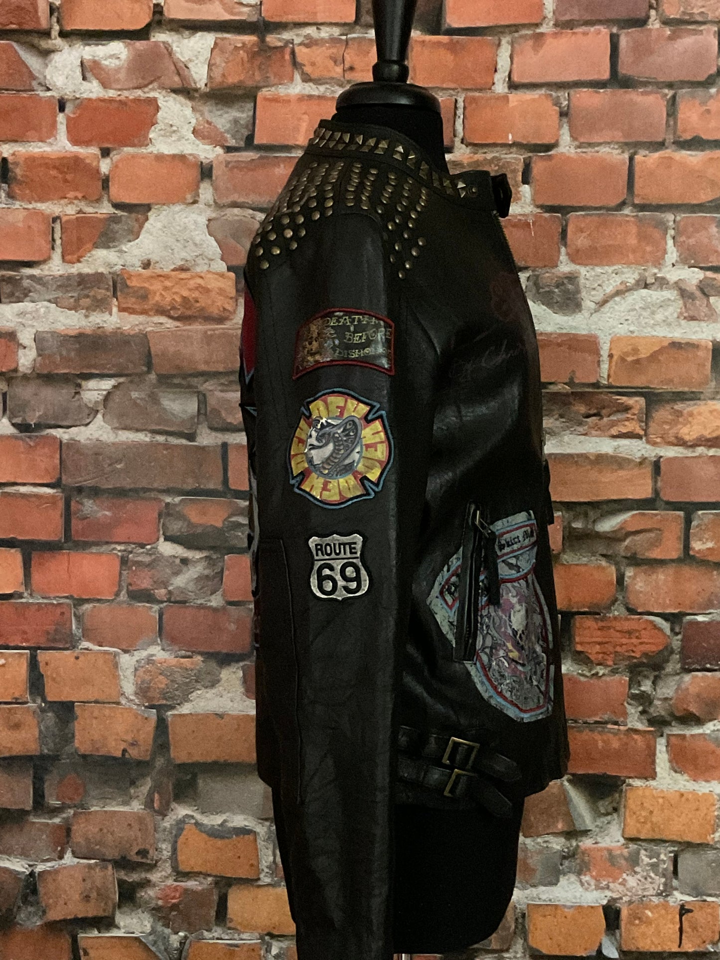 Ed Hardy Mini Skirt Mob Leather Moto Jacket