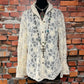 Rose Lace Blouse with Ruffled Collar and Sleeves