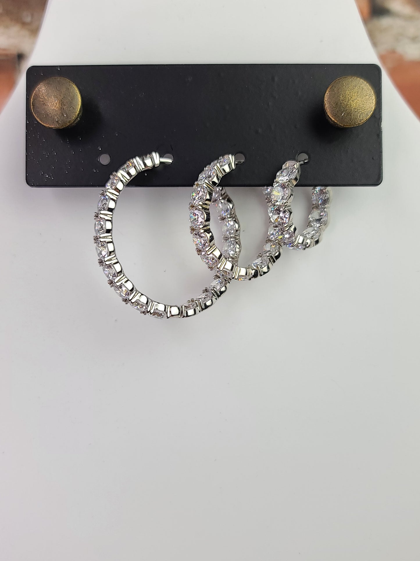 Large Round CZ Diamond Hoop Earrings