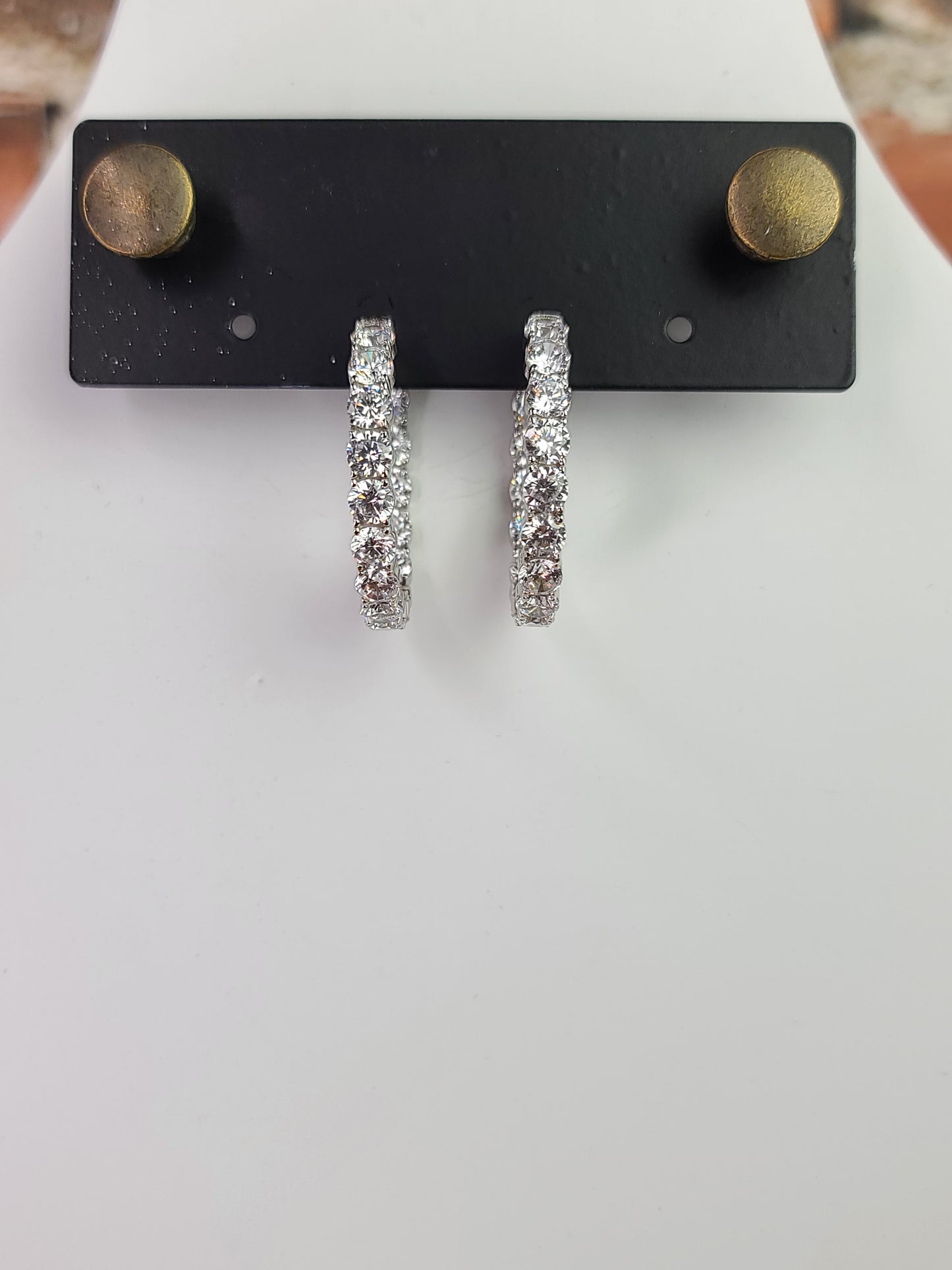 Medium Oval CZ Diamond Hoop Earrings