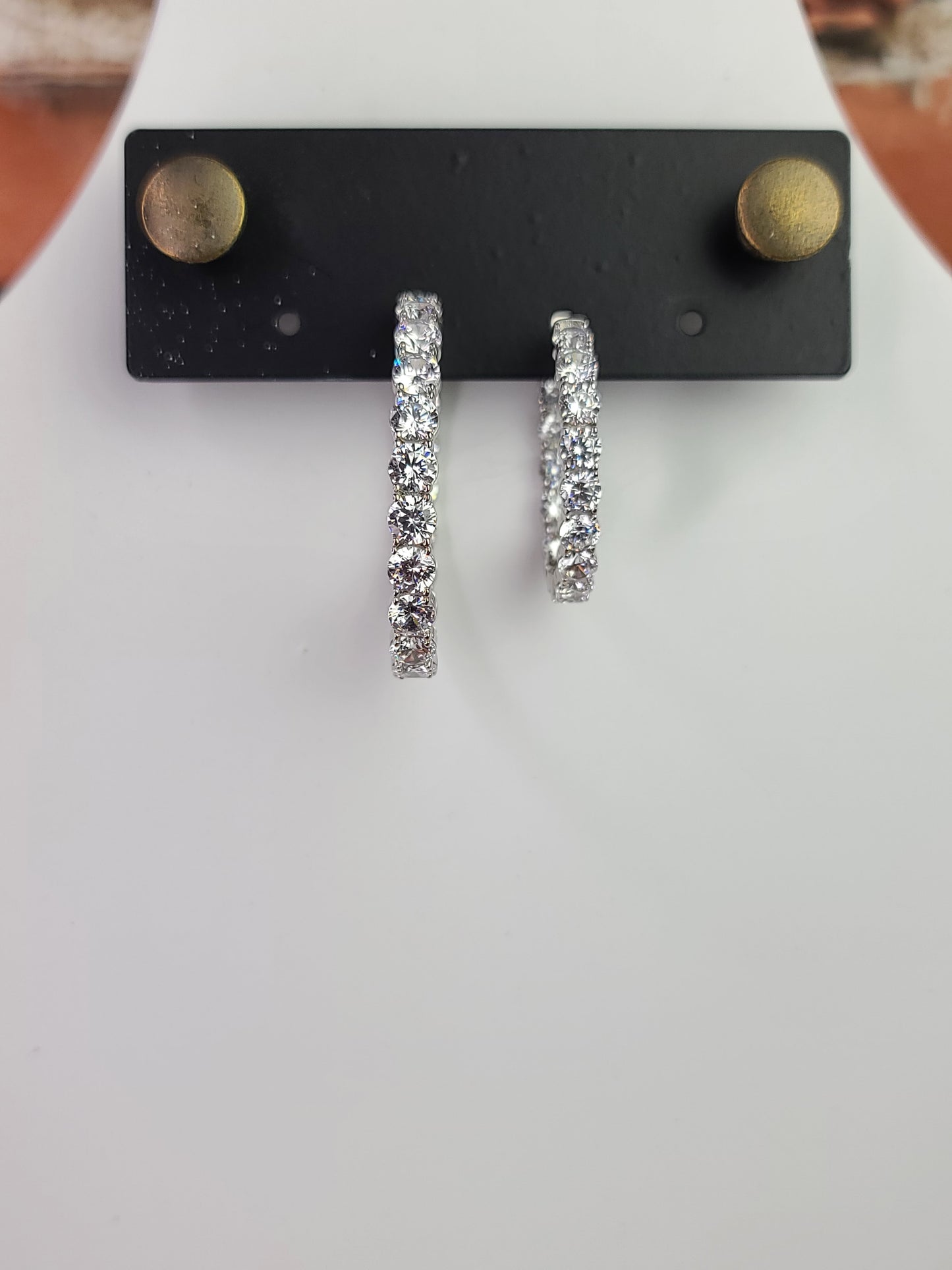 Medium Oval CZ Diamond Hoop Earrings