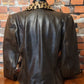 Leather Jacket with Leopard Trim