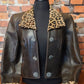 Leather Jacket with Leopard Trim