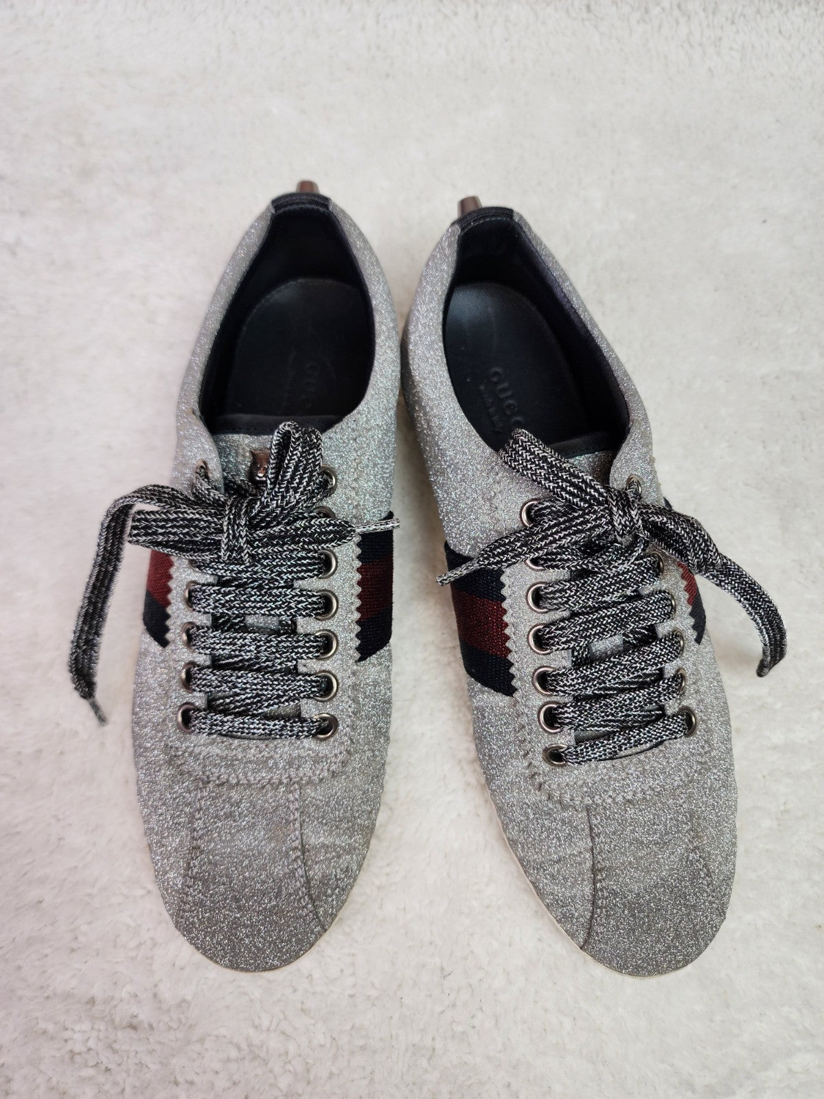 Pre-Loved Gucci Web Sneaker with Studs