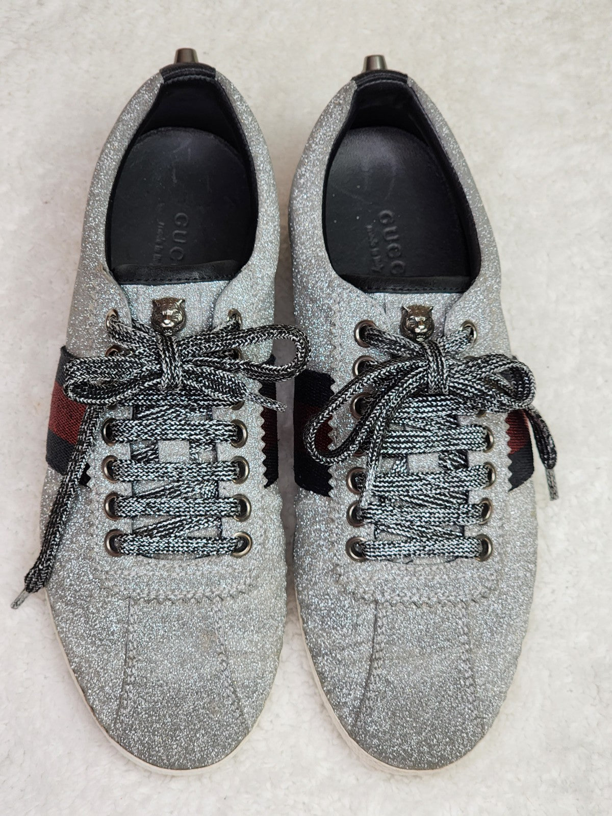 Pre-Loved Gucci Web Sneaker with Studs
