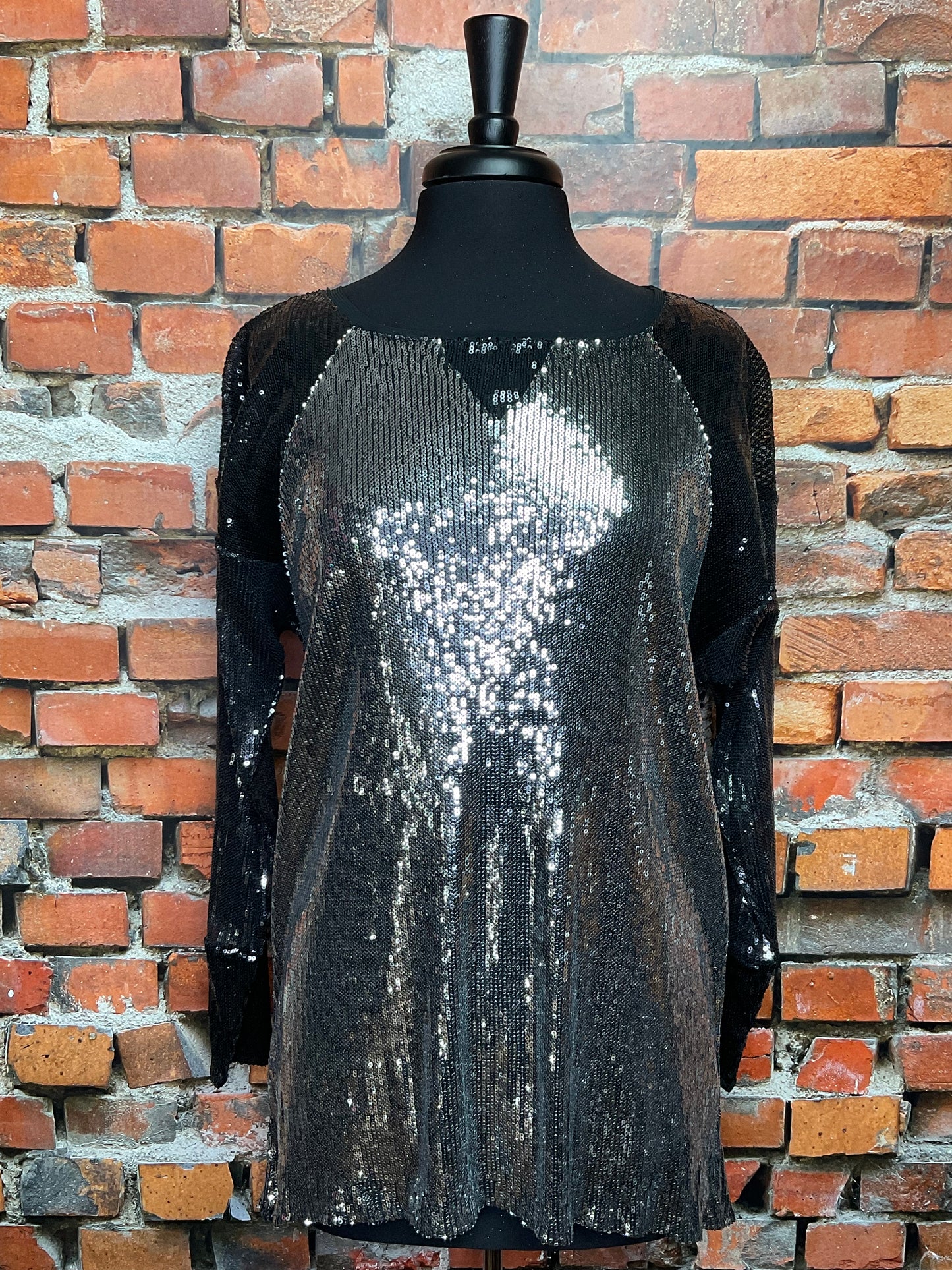 Black & Silver Sequined Top