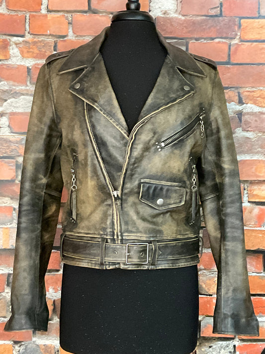 Aged Look Leather Jacket