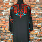 Sheer Black Tunic with Bold Colored Embroidery