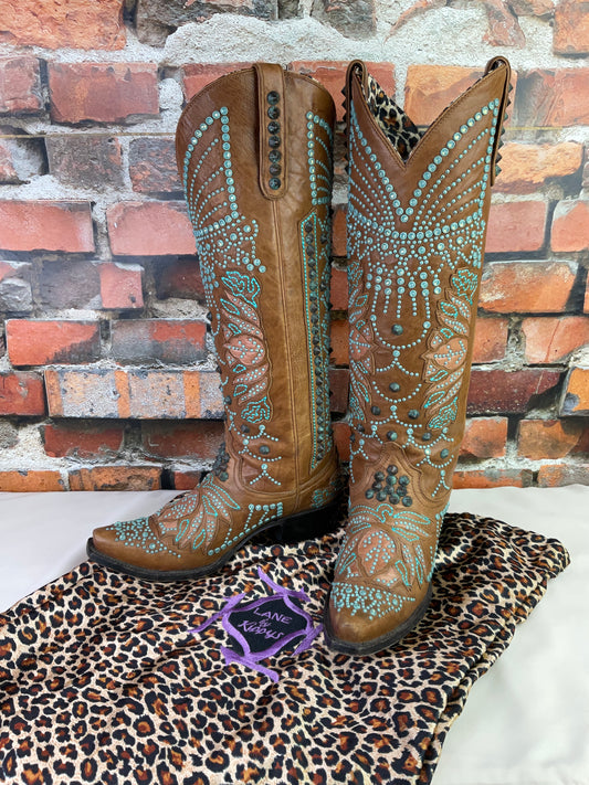 Victoria Spiked Cognac Boots