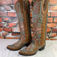 Victoria Spiked Cognac Boots