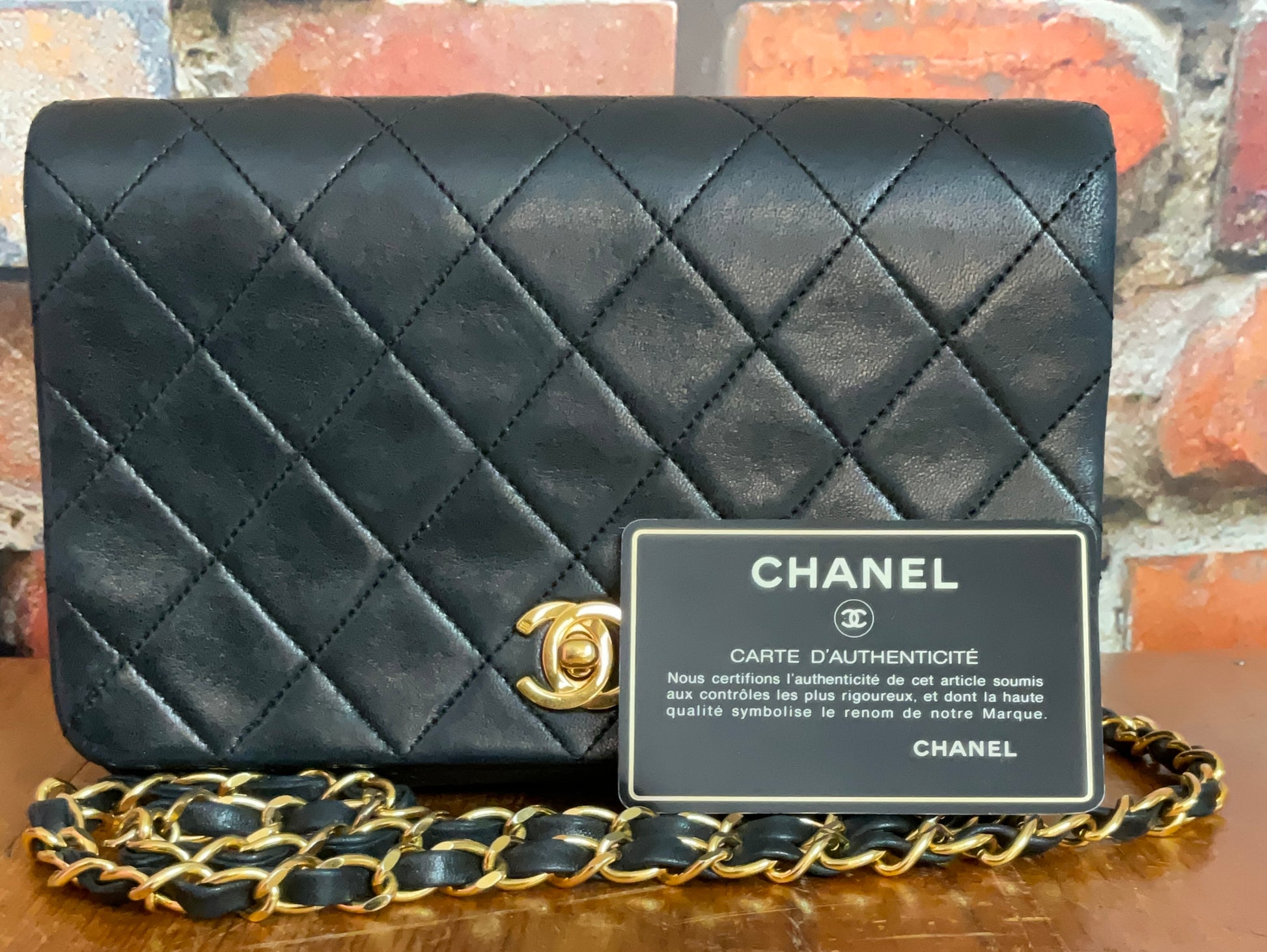 SOLD - Vintage Chanel Black Classic Lambskin CC Gold Chain Crossbody Clutch  9 Flap Bag