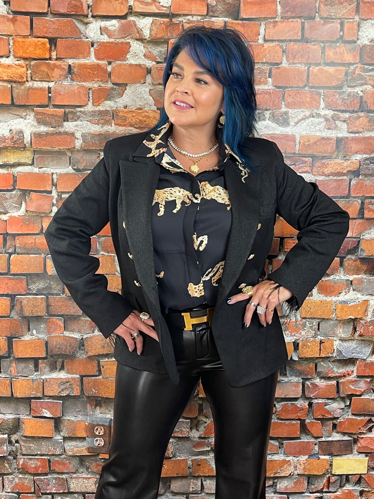Gold Lame DB Blazer with Lizard Broach