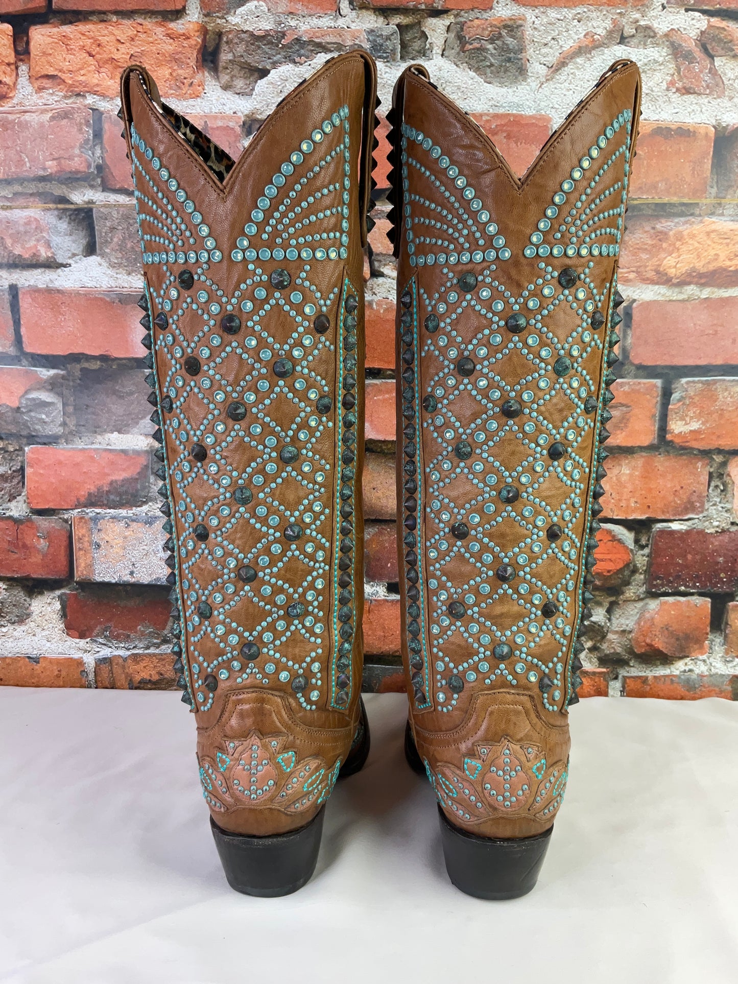 Victoria Spiked Cognac Boots
