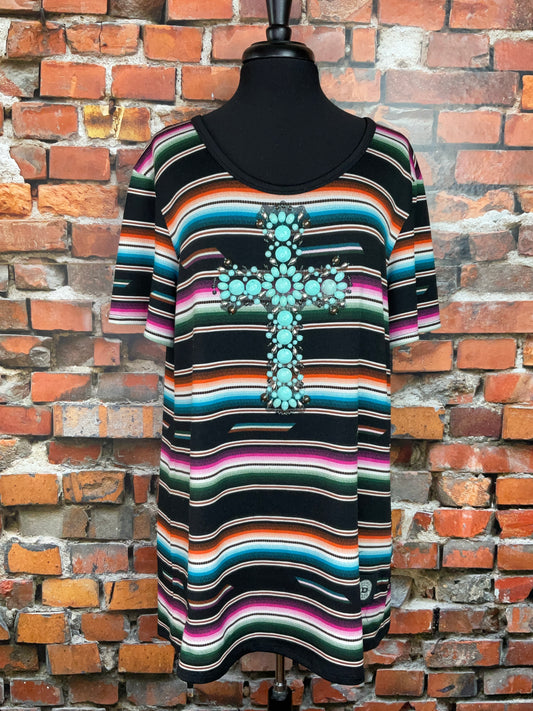 Serape Top with Cross