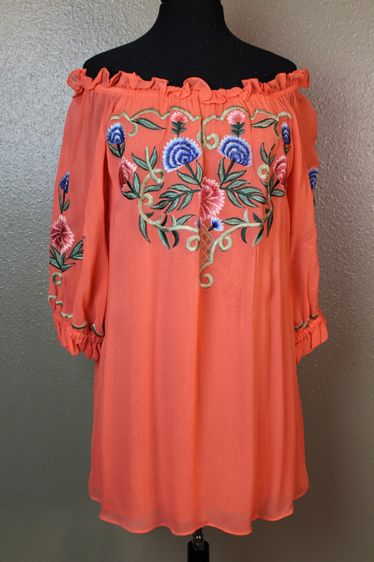 Vintage Collection Tunic with Embroidered Flowers