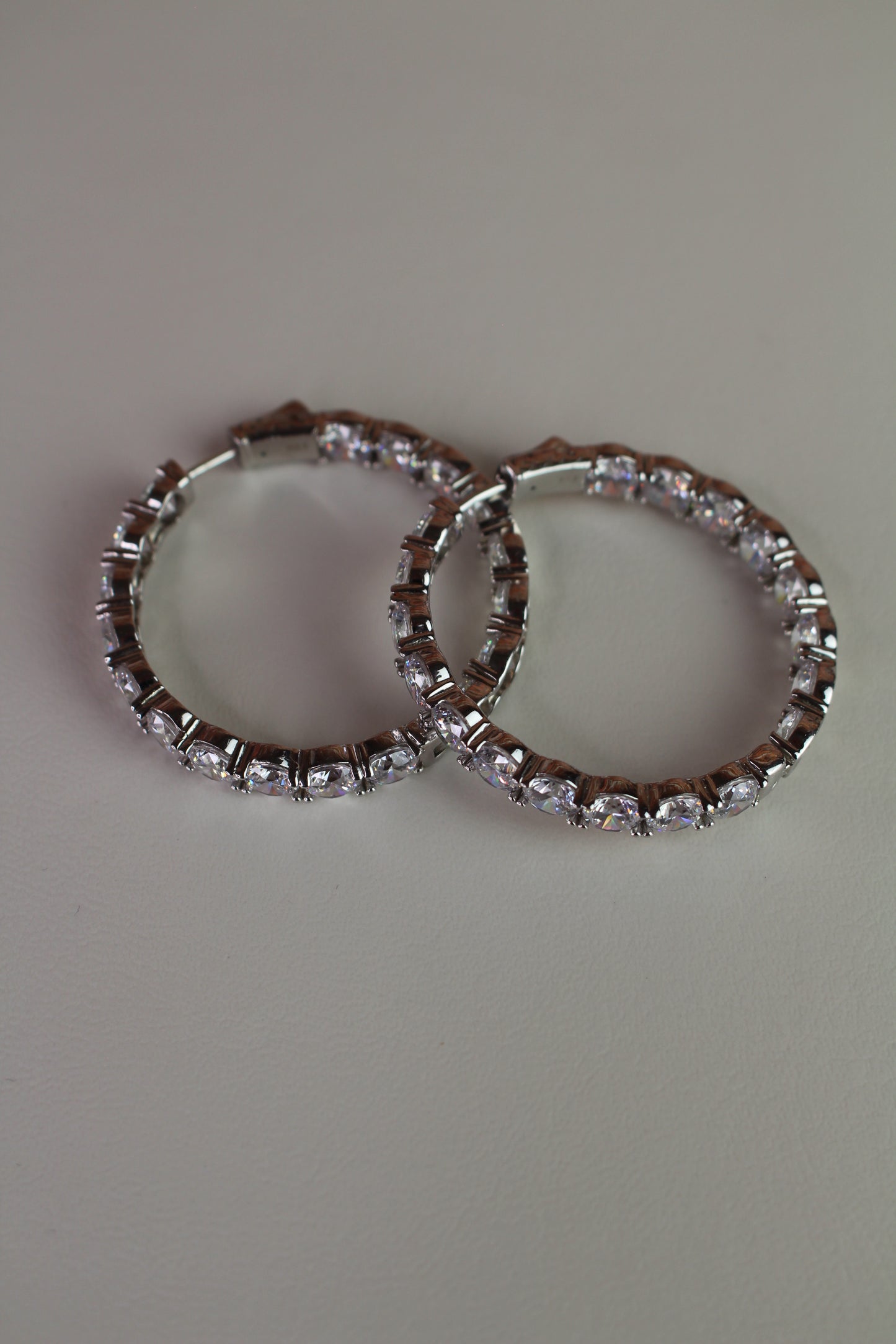 Large Round CZ Diamond Hoop Earrings