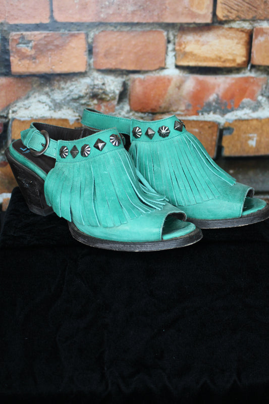 Turquoise Low Heel Sandles