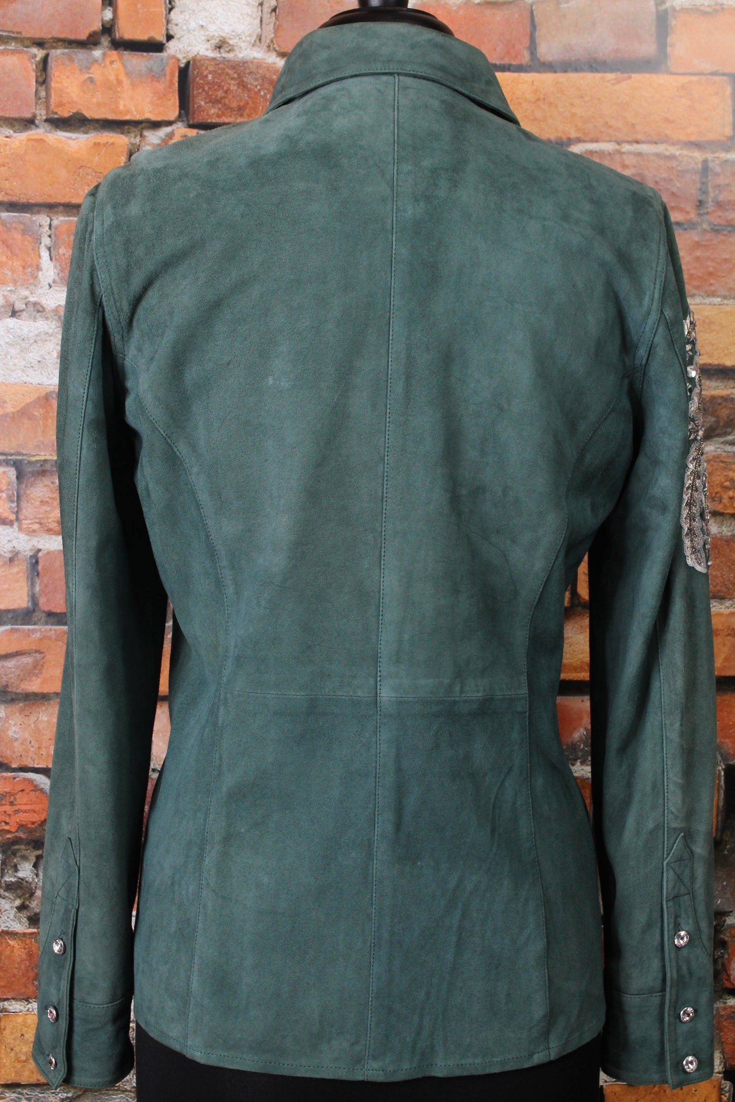 Stunning Suede Jacket with Large Rhinestone Buttons
