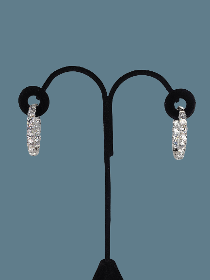 Medium Oval CZ Diamond Hoop Earrings