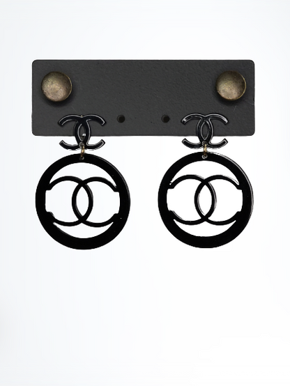 The Charlie Earrings Black or Pink Round