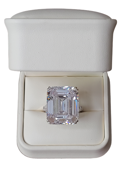 20 Caret CZ Emerald Cut Ring