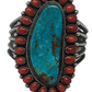 Turquoise & Red Coral Cuff