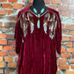 Silk Blend Velvet Top with Sequin Feathers