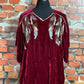 Silk Blend Velvet Top with Sequin Feathers