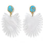 Spray Palm Earrings - White Pearl Acrylic w/gold plated turquoise