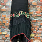 Black Ruffle & Embroidery Skirt