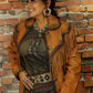 Leather Jacket with Fringe & Whip Stitching