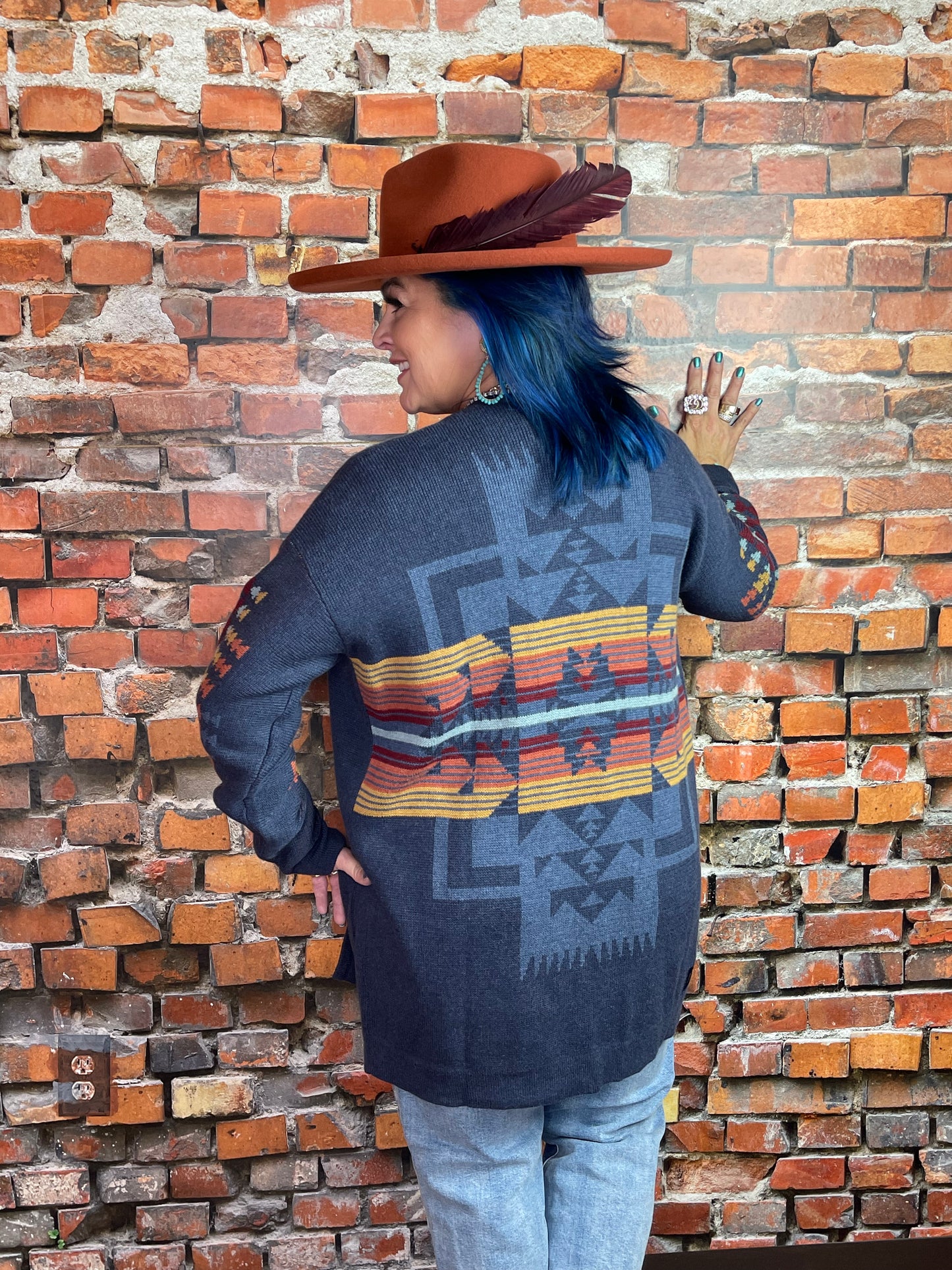 Graphic Open Front Cardigan