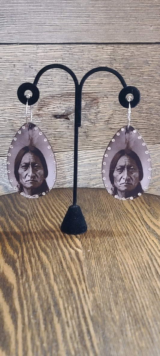 Chief Sitting Bull Earrings w/stones