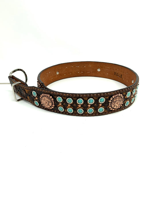 Brown Vintage Tooled Belt